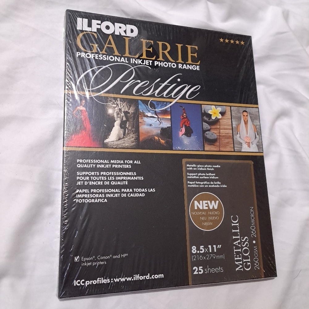 Ilford professional photo paper metallic finish 8.5x11 25 sheets sealed